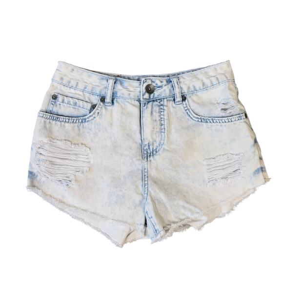 Billabong Get Low Distressed Frayed Hem Jean Shorts US Women's 25 - Picture 1 of 5